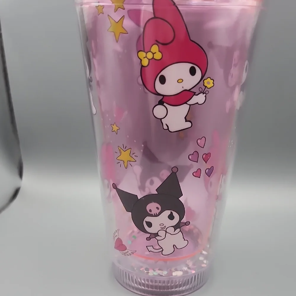 Cute Character Pink Tumbler With Straw.